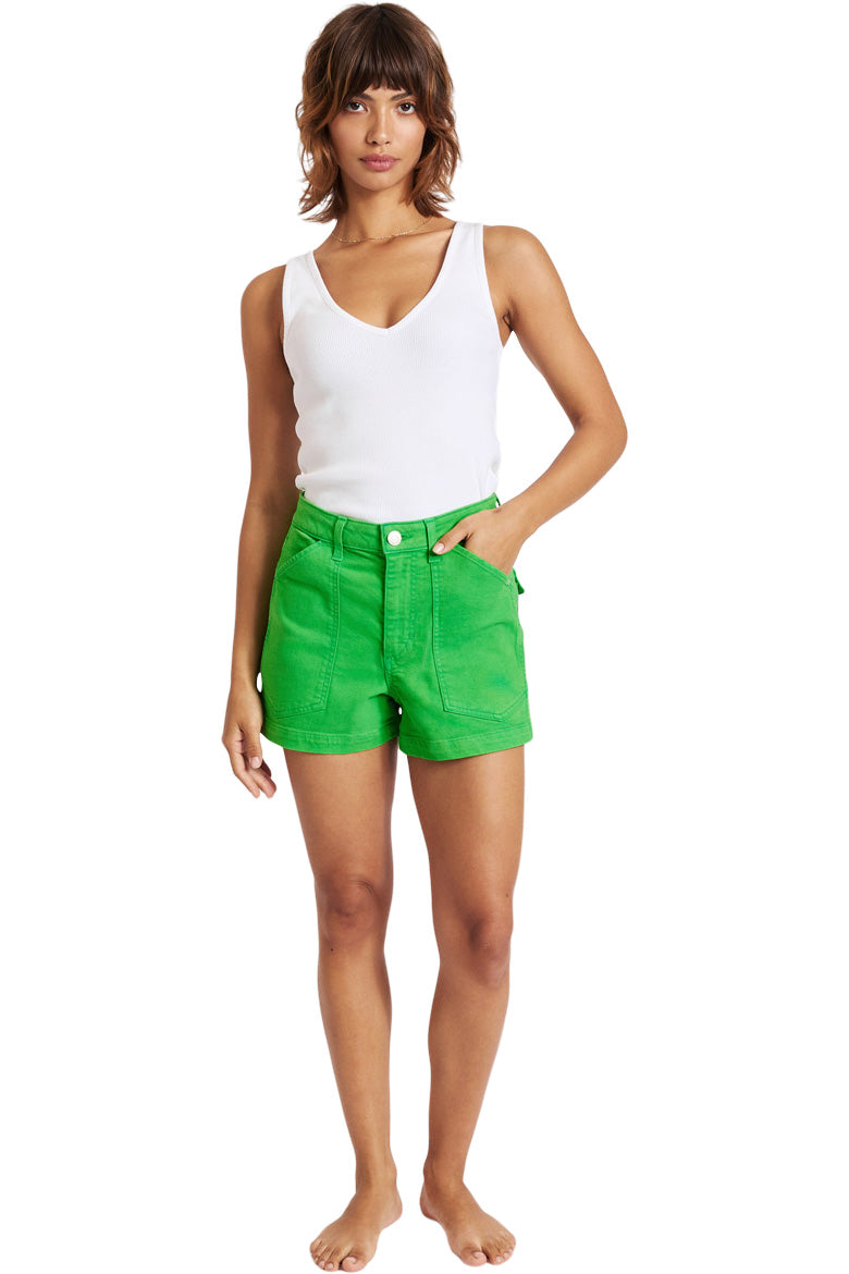 Amo Denim Severine Cargo Shorts in Grass