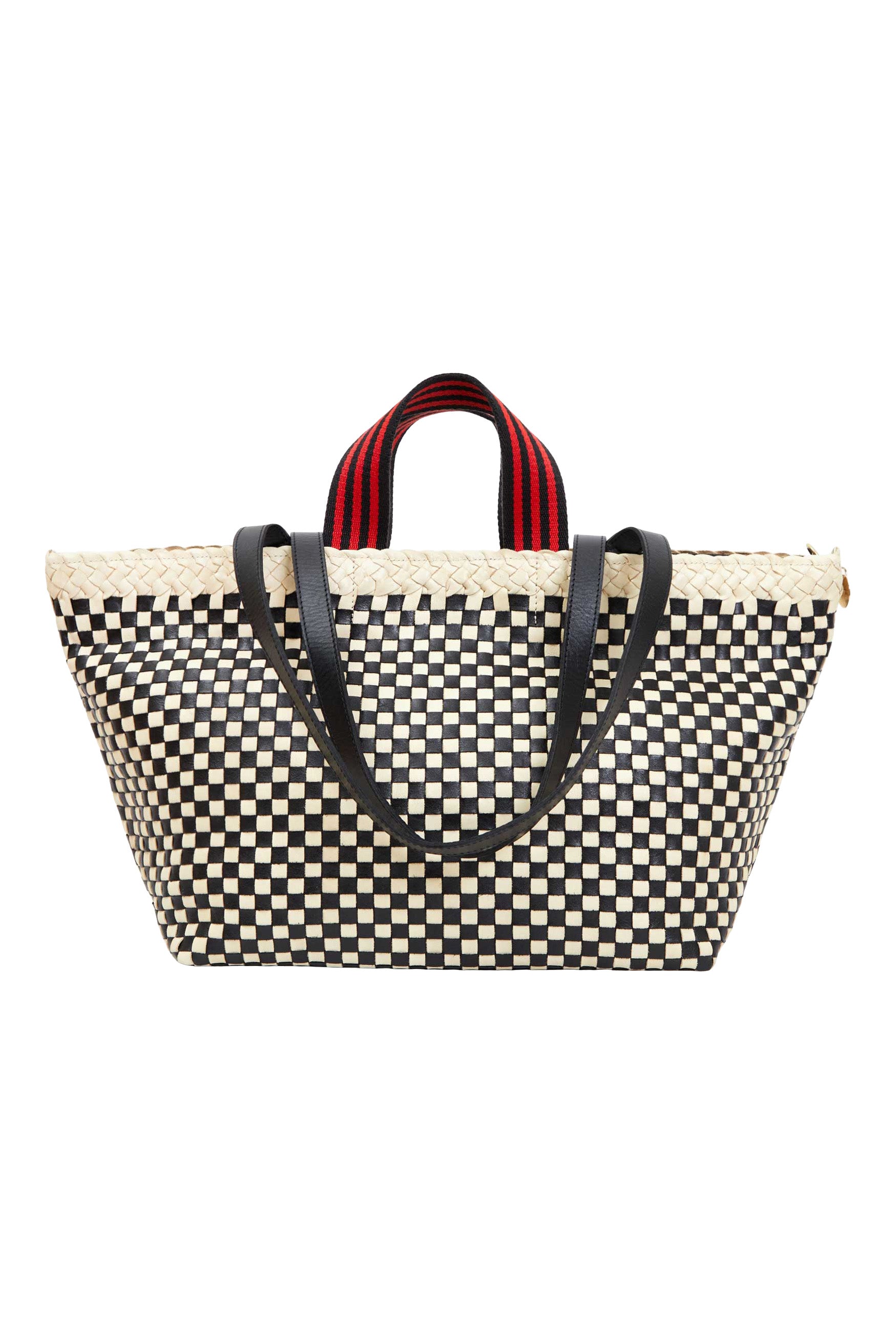 CLARE V. BATEAU TOTE outlets - WOVEN NATURAL CHECKER