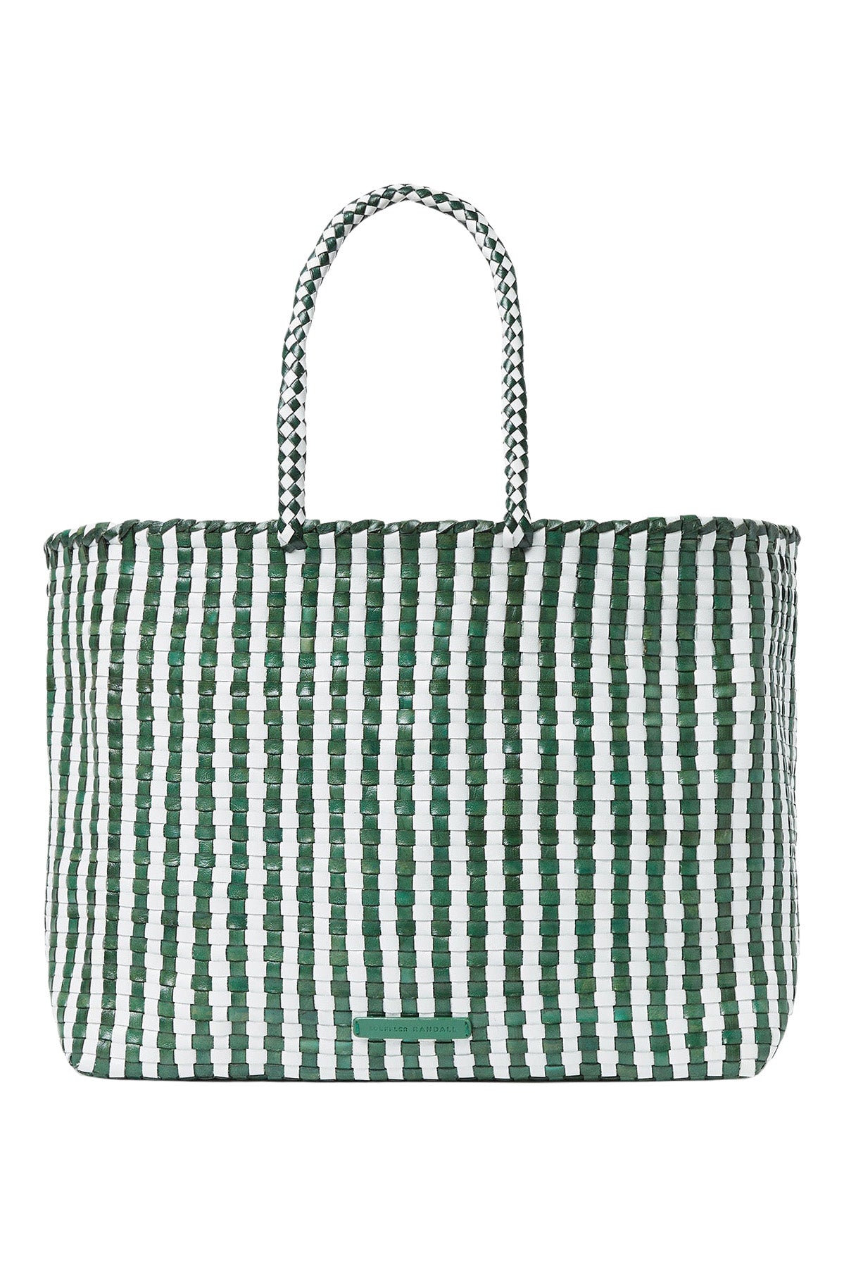 Loeffler Randall Klara Check Woven Tote in Emerald White