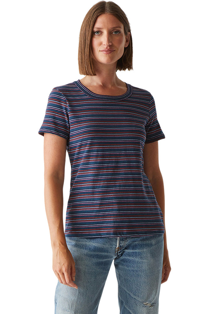Michael Stars Gerry Short Sleeve Tee in Nocturnal Stripe Nocturnal Combo / S