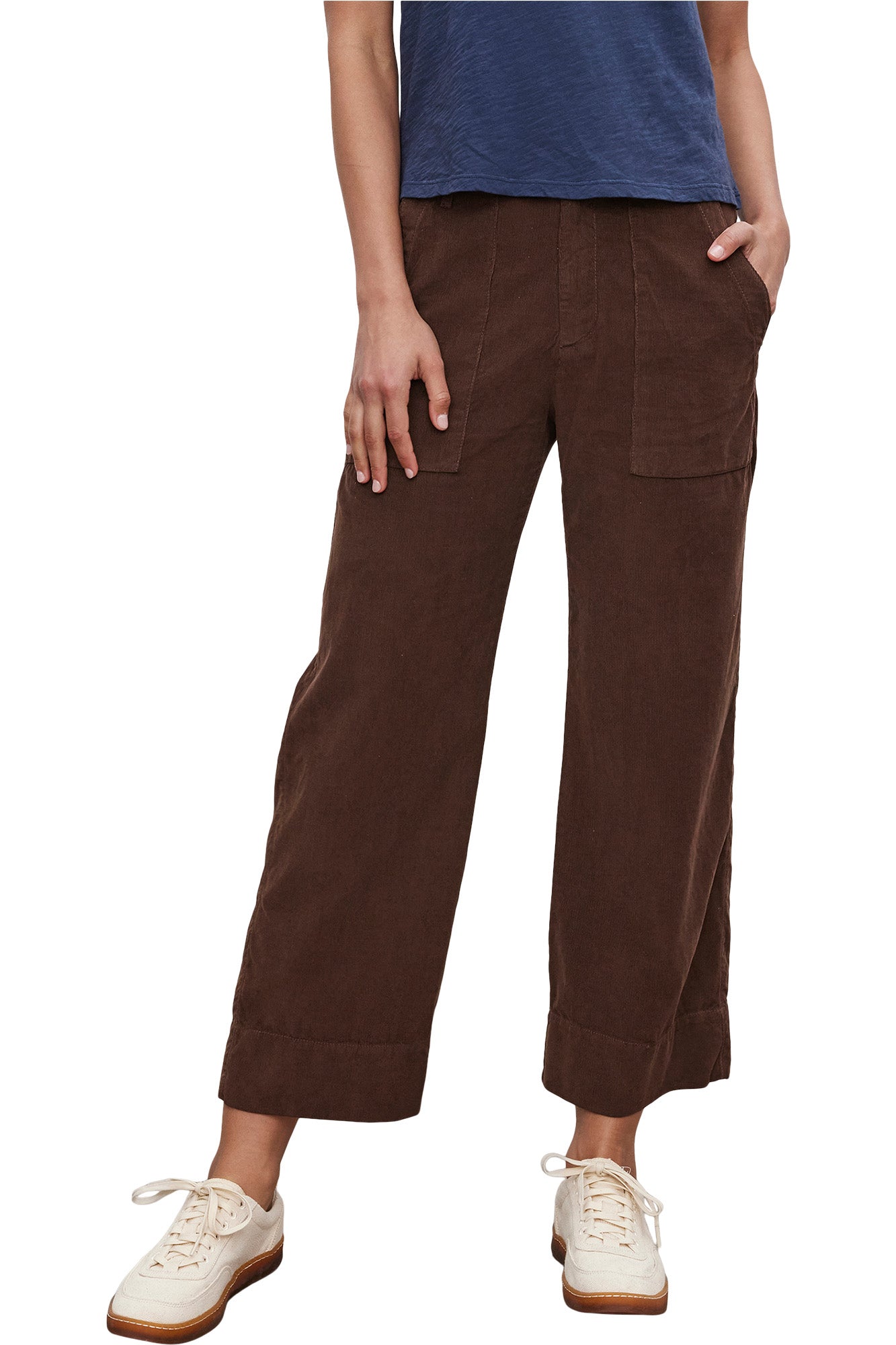 Corduroy cropped wide leg trousers best sale