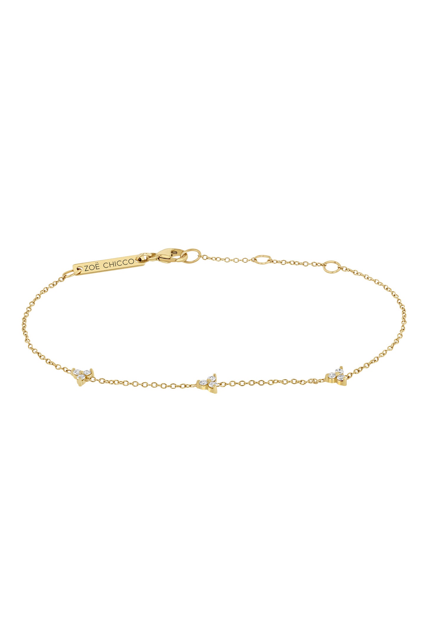 Zoë Chicco 14K Gold 5 Prong Diamond Small Puffed Mariner Chain Bracelet