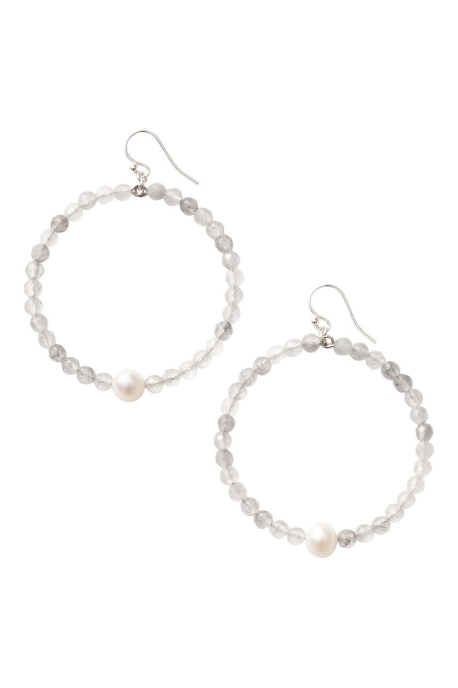 Chan Luu Grand Hoop Earrings in Grey Cloudy Quartz