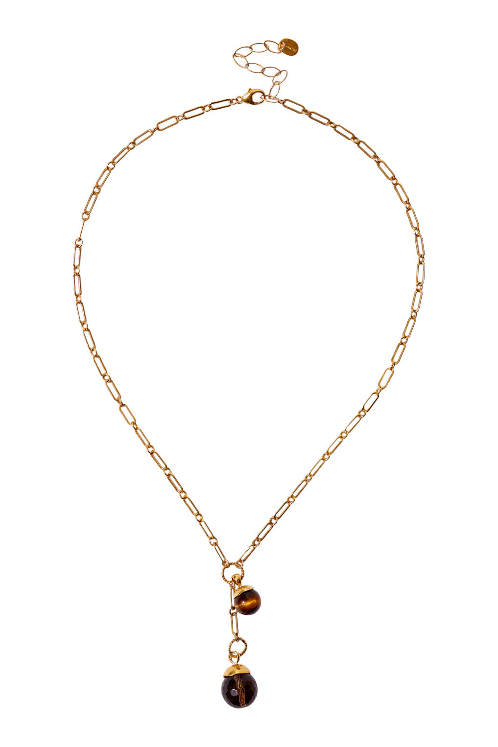 Chan Luu Gold Dipped Charm Necklace in Smokey Quartz Mix