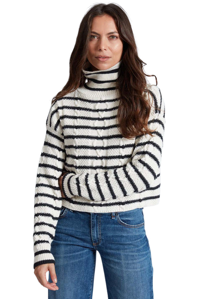 ASKK NY Cable Cropped Turtleneck in Stripe