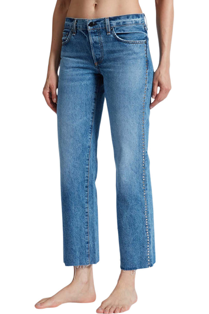 ASKK NY Low Rise Straight Leg Denim in Studded Muse