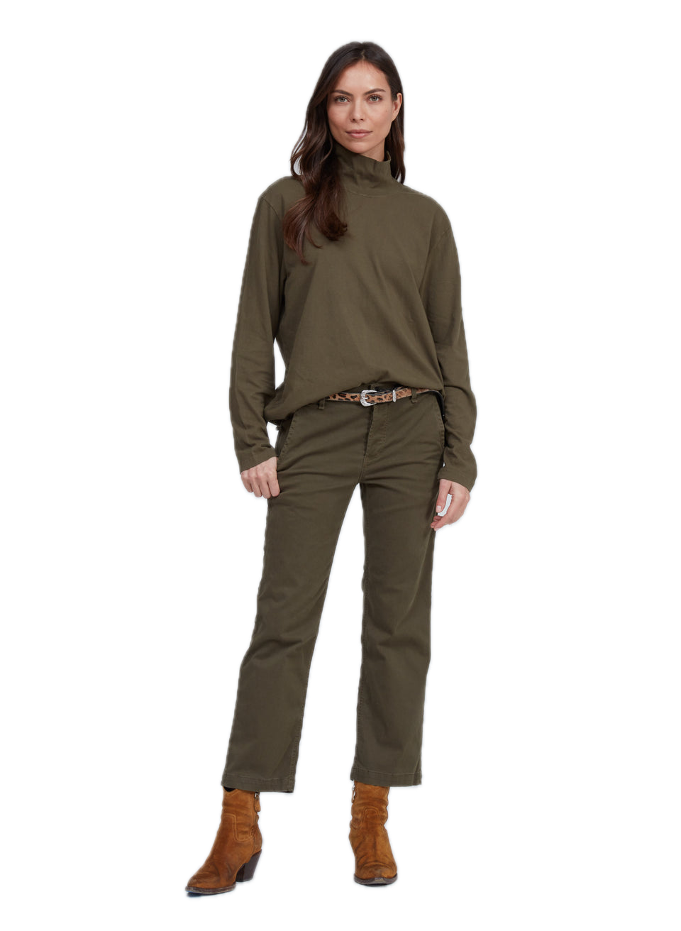 ASKK NY Slim Fit Twill Trouser in Safari Green