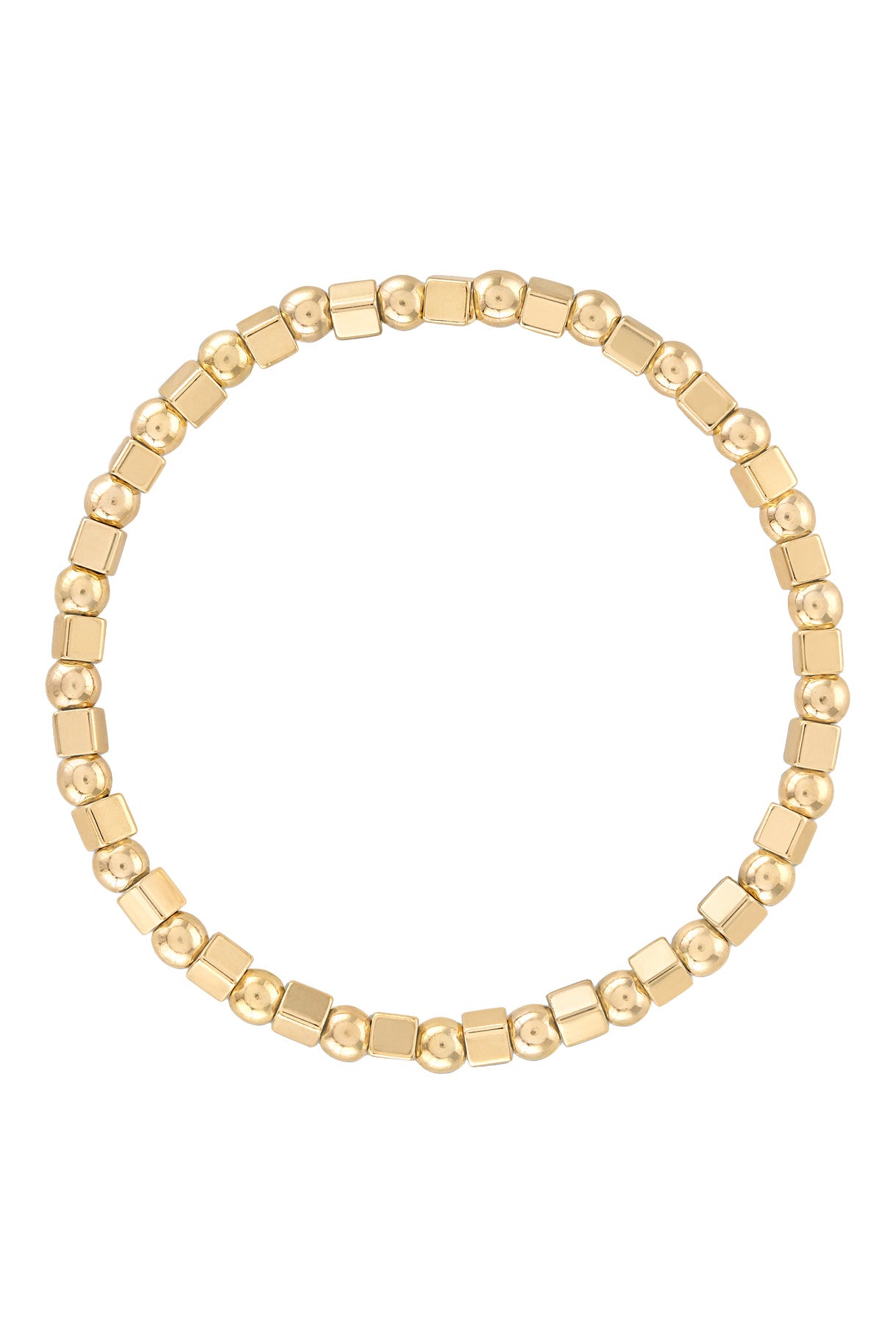 Alexa Leigh Alternating Square and Round Beaded Bracelet in Yellow Gold