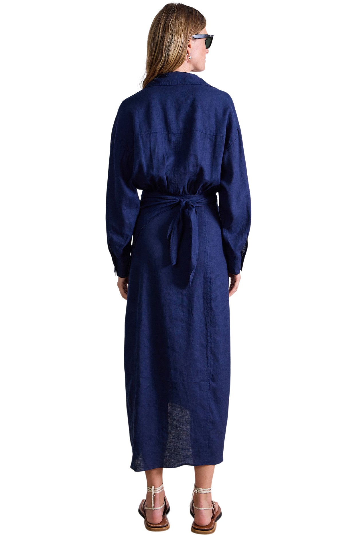 Apiece Apart Alessandra Sarong Shirt Dress in Navy