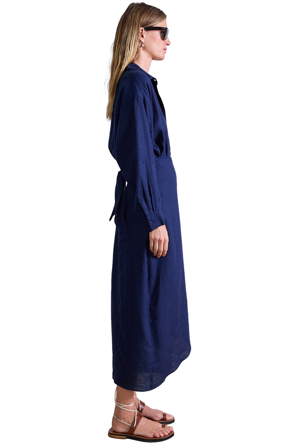 Apiece Apart Alessandra Sarong Shirt Dress in Navy