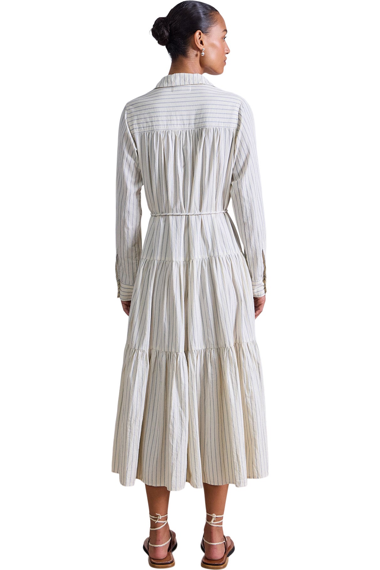 Apiece Apart Anna Maxi Dress in Pina Stripes Cream & Navy