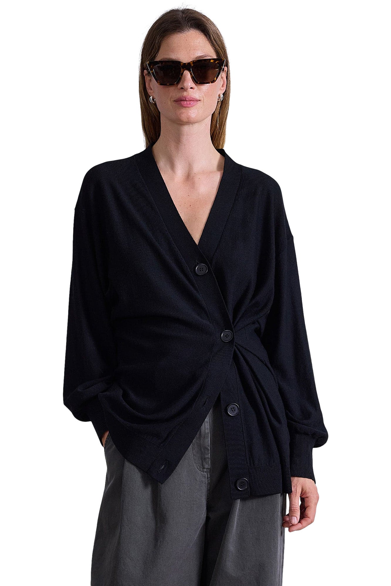 Apiece Apart Drippy Tissue Cardigan in Black