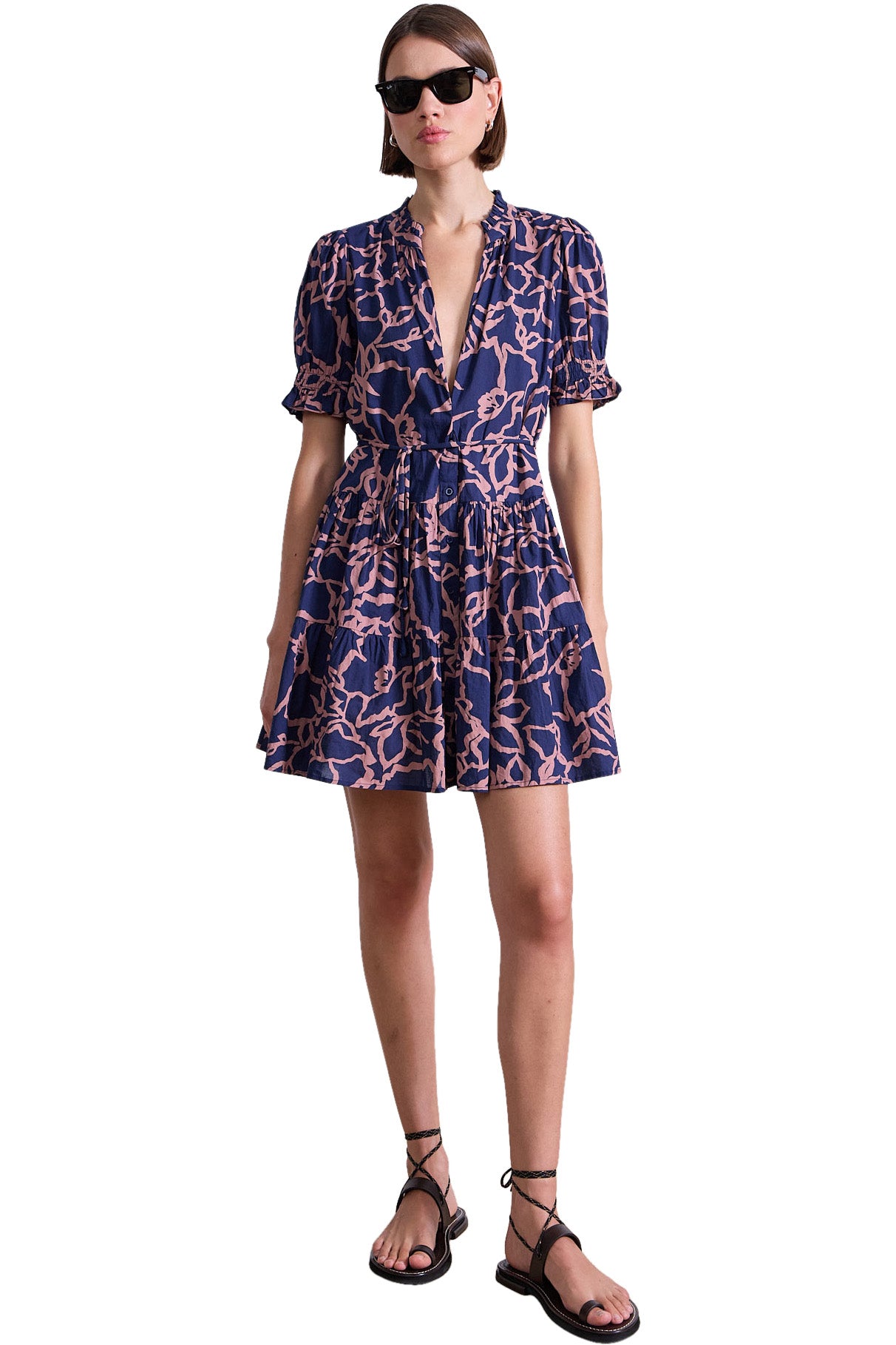 Apiece Apart Las Almas Dress in Large Lace Floral Navy