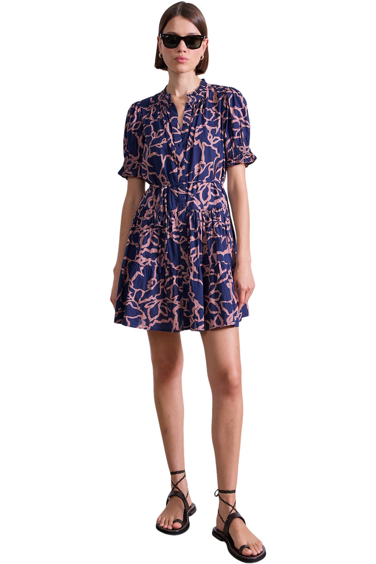 Apiece Apart Las Almas Dress in Large Lace Floral Navy