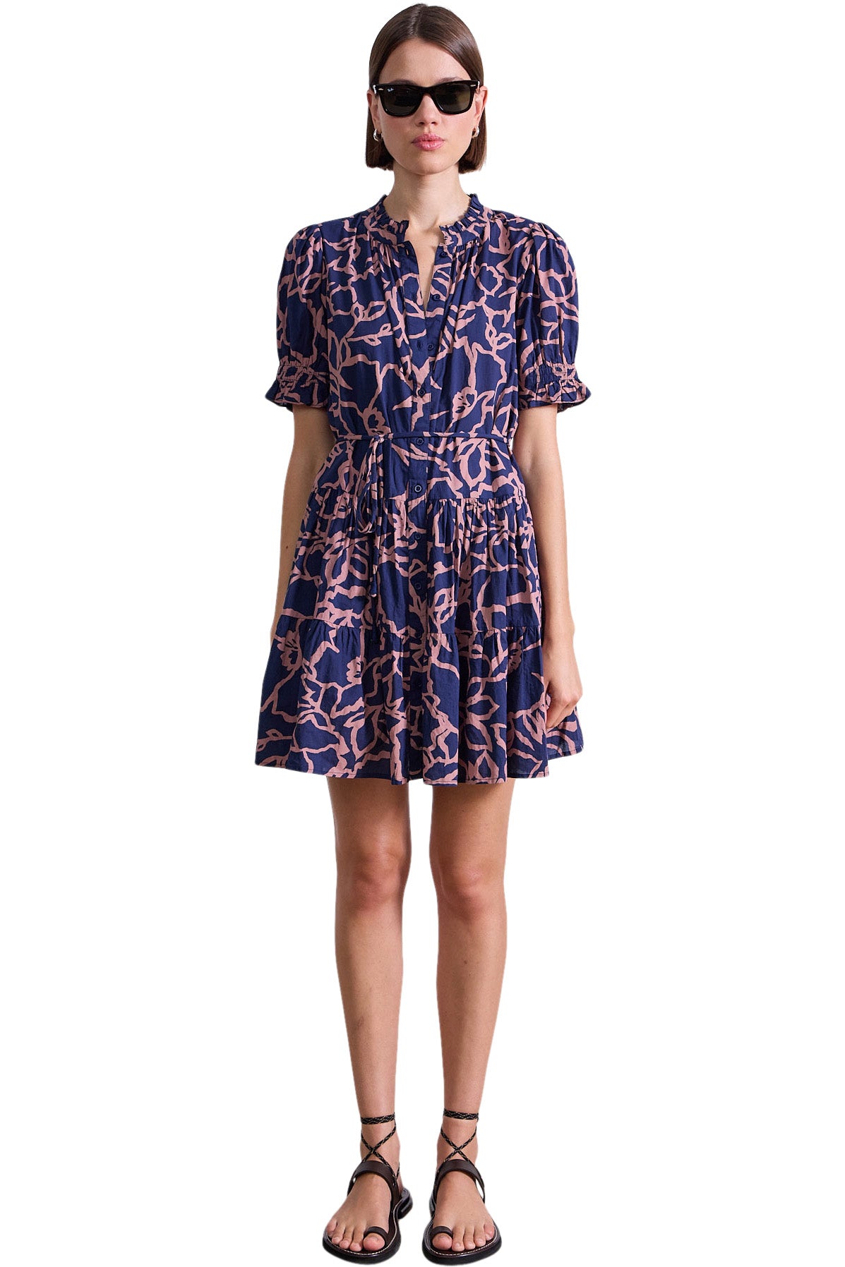 Apiece Apart Las Almas Dress in Large Lace Floral Navy