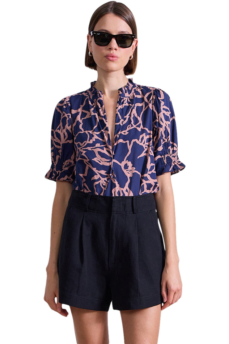 Apiece Apart Los Altos Top in Large Lace Floral Navy