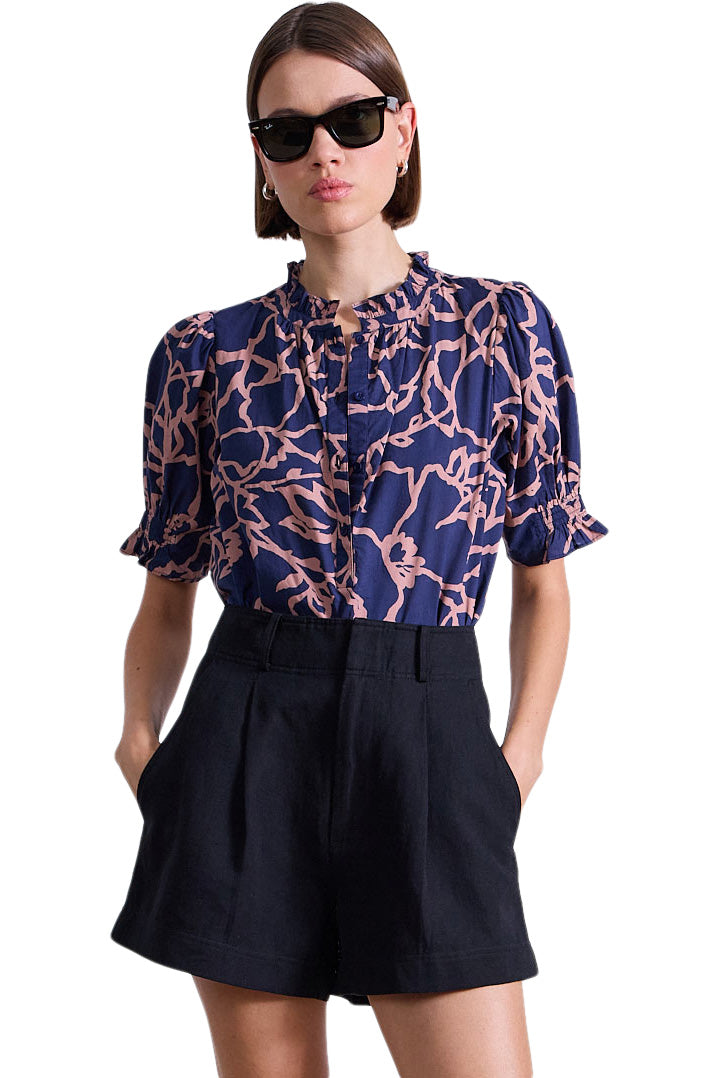 Apiece Apart Los Altos Top in Large Lace Floral Navy