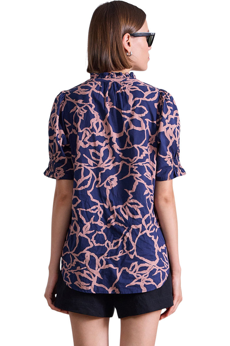 Apiece Apart Los Altos Top in Large Lace Floral Navy