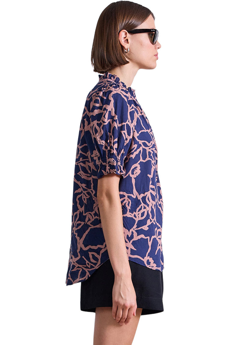 Apiece Apart Los Altos Top in Large Lace Floral Navy