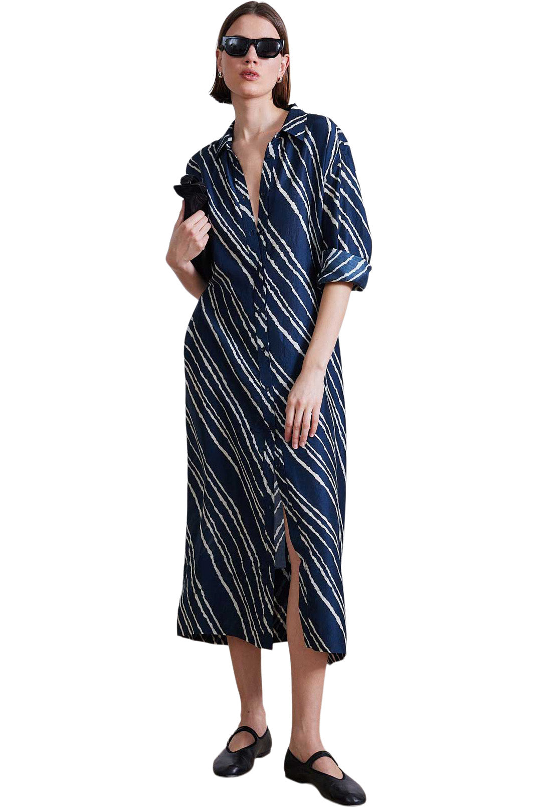 Apiece Apart Mila Shirt Dress in Navy Bias