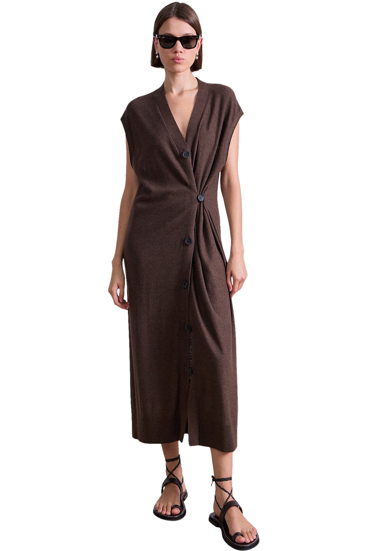 Apiece Apart Olana Knit Midi Dress in Espresso