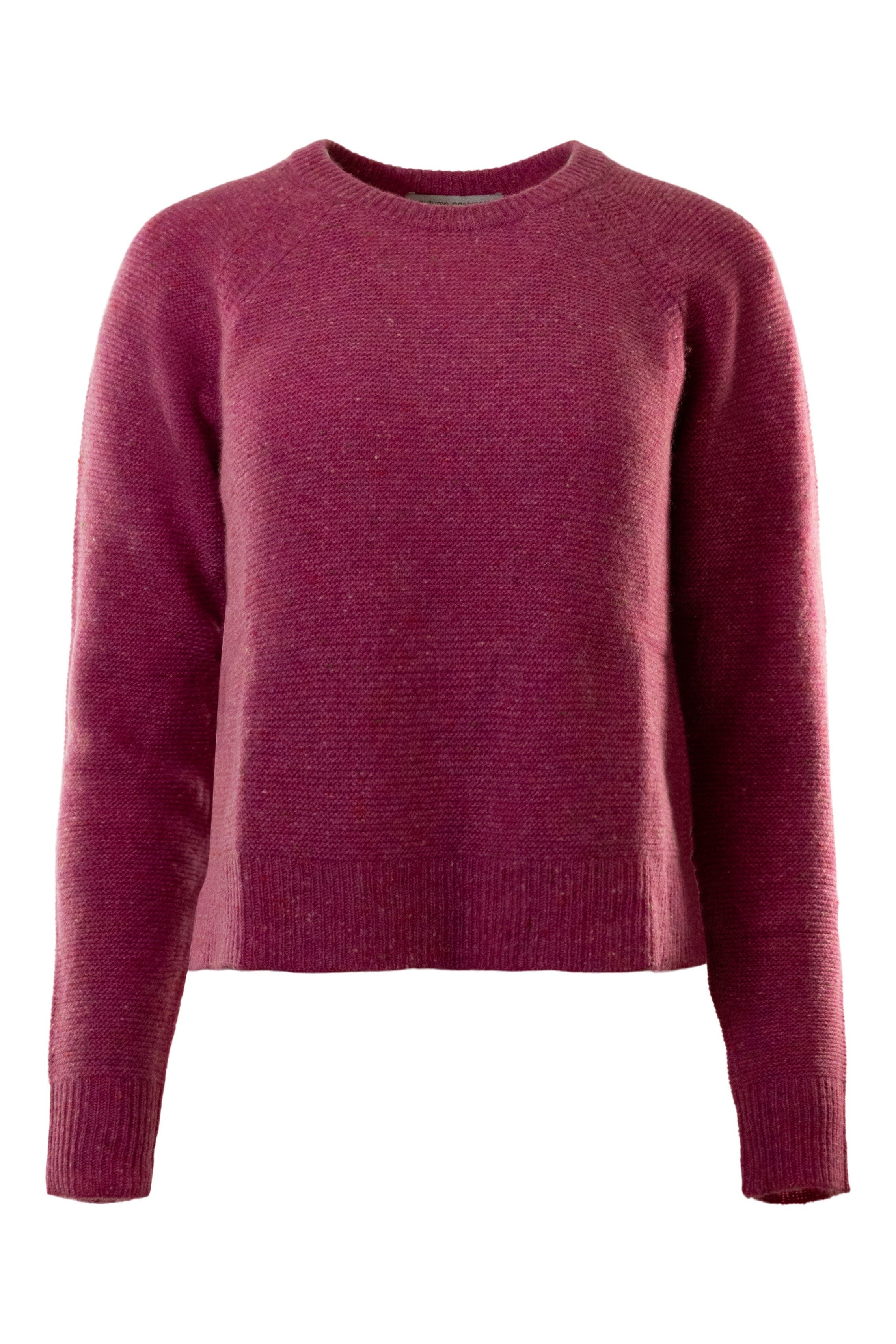 Autumn Cashmere Links Stitch Raglan Shirttail Crew in Red Velvet