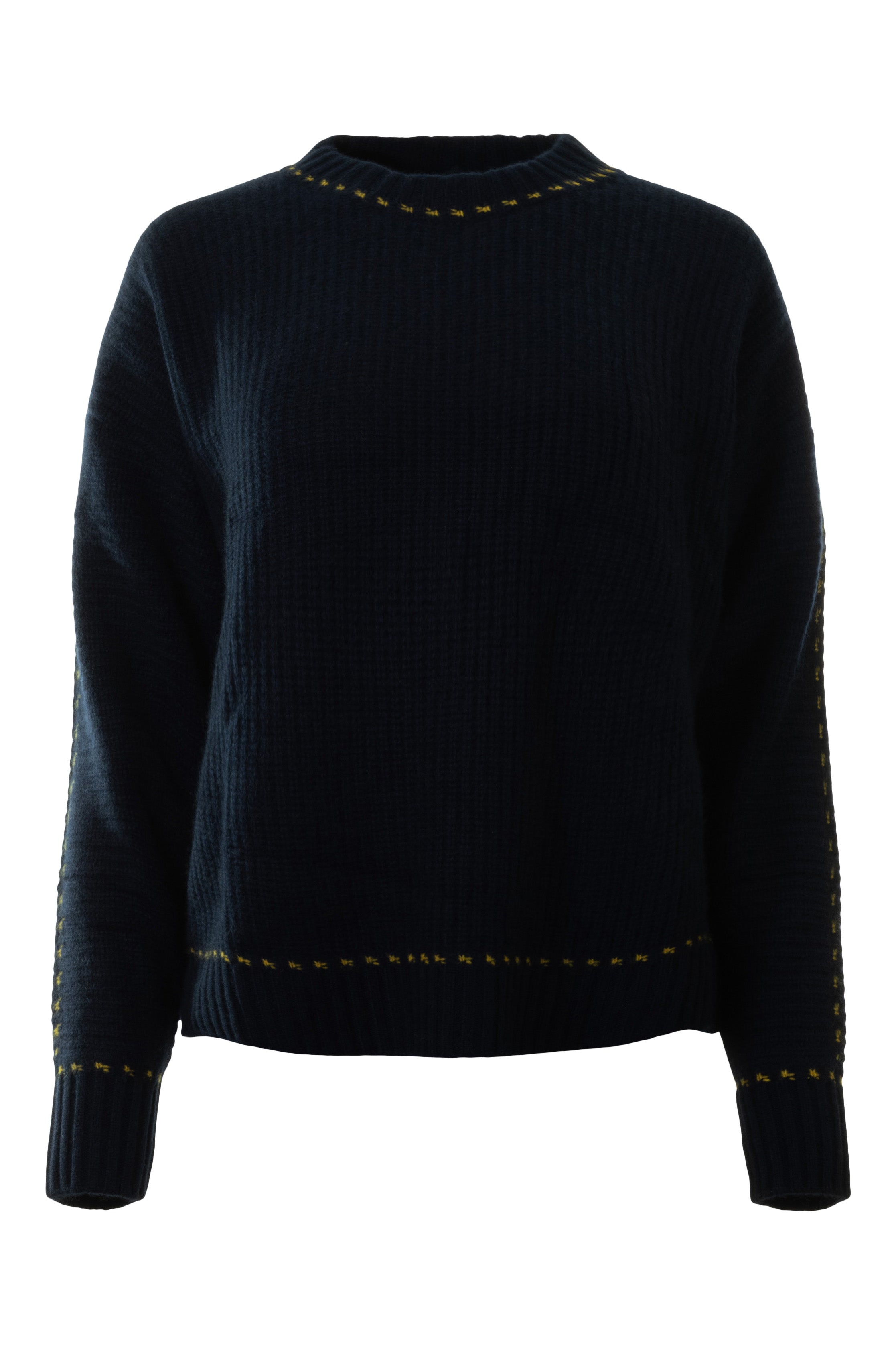 Autumn Cashmere Shaker Crew w/ Contrast Stitch Detail