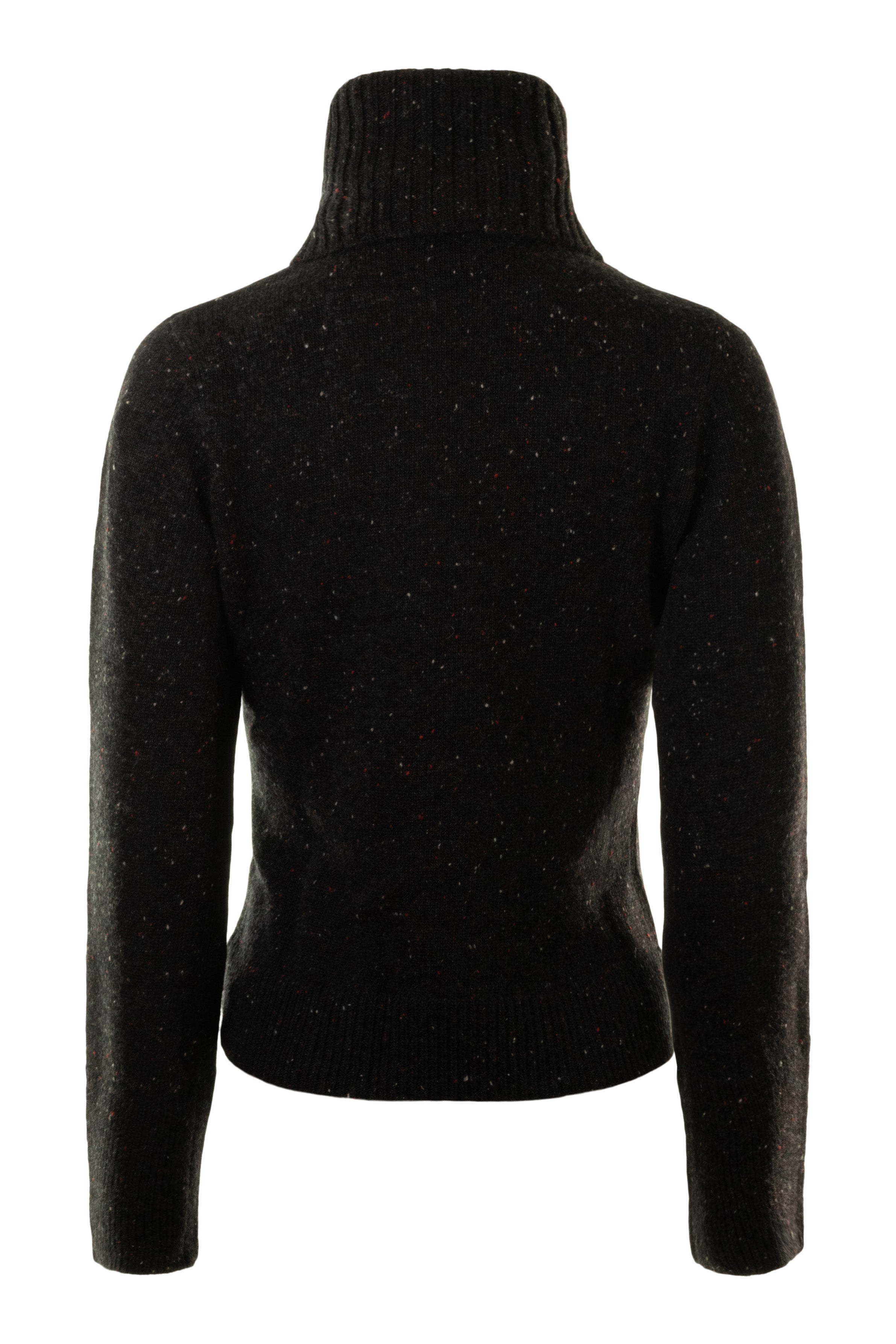 Autumn Cashmere Split Sleeve Cuffed Sweater with Detachable Snood in Pumpernickel