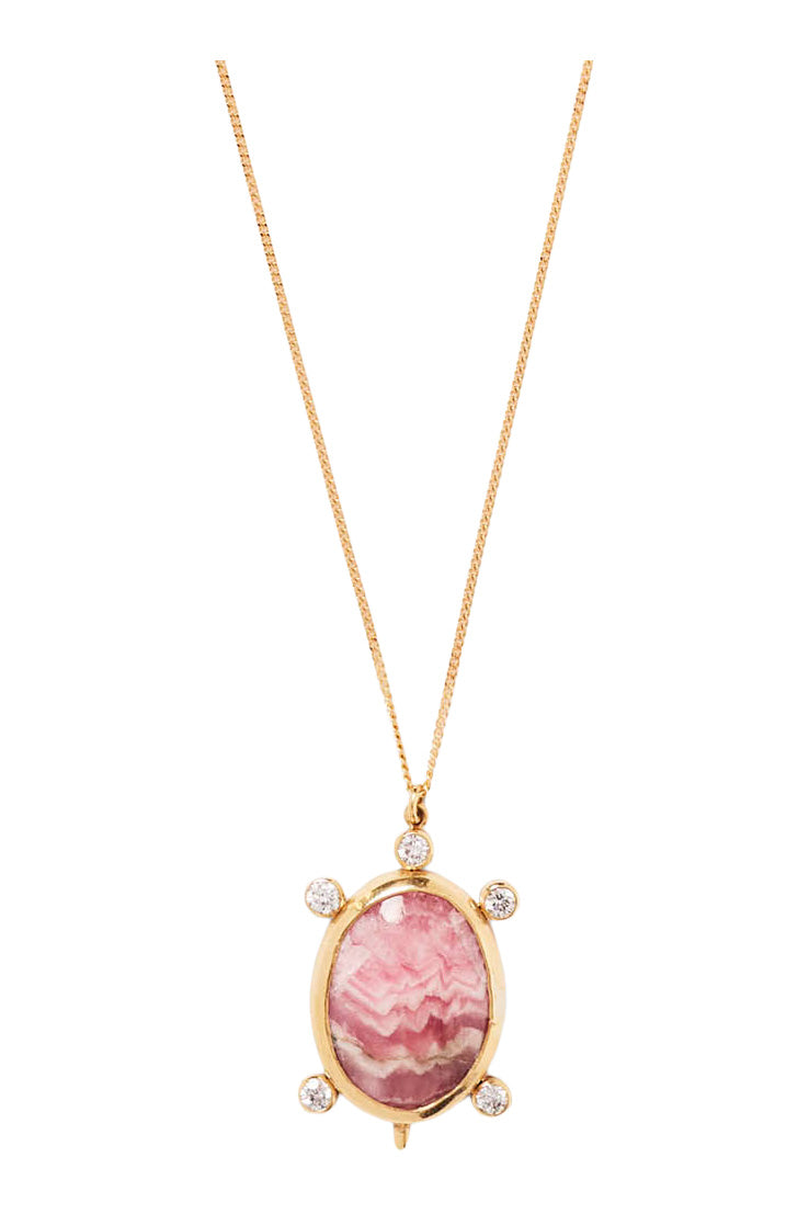 Chan Luu 14k Turtle Necklace in Rhodochrosite