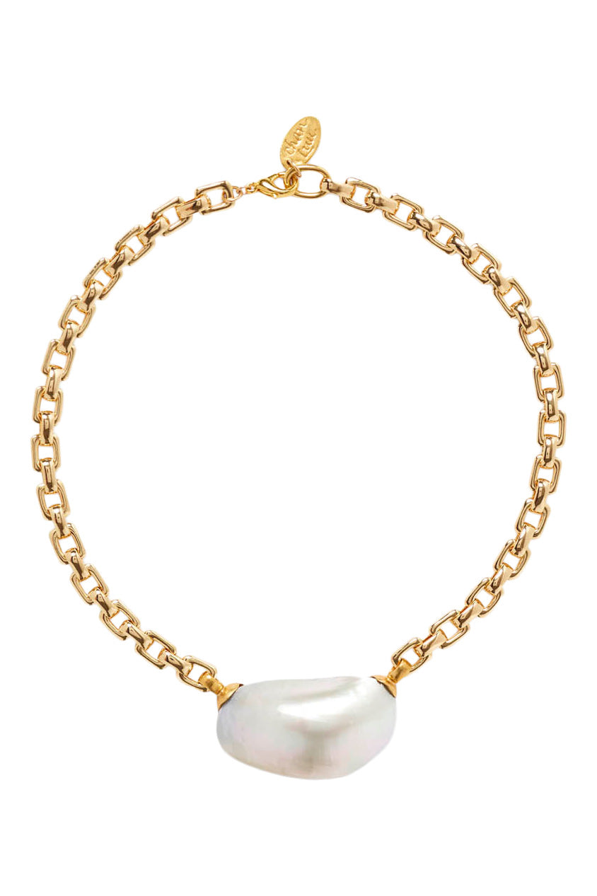 Chan Luu Martine Necklace in Grey Pearl