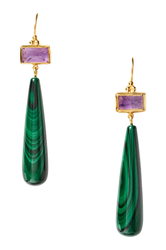 Chan Luu Messina Earrings Malachite Mix