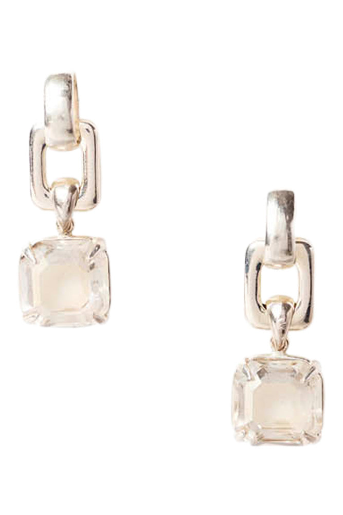 Chan Luu Silver Ellis Earrings in Crystal