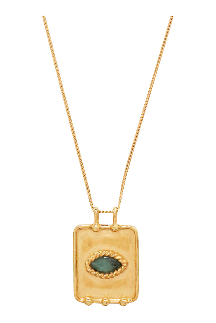 Chan Luu Twist Evil Eye Charm Necklace in Emerald