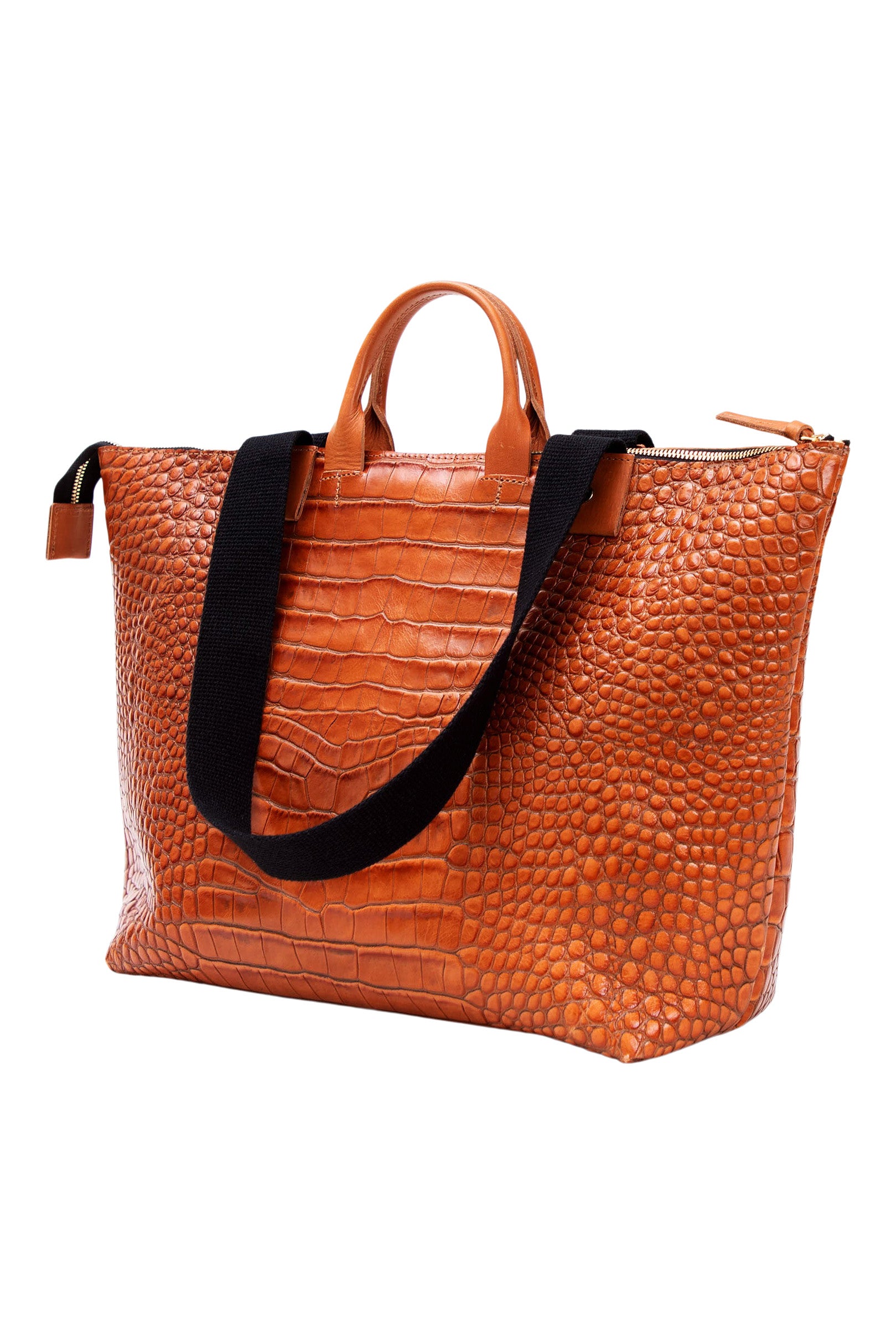 Clare V. Le Zip Sac in Cuoio Croco