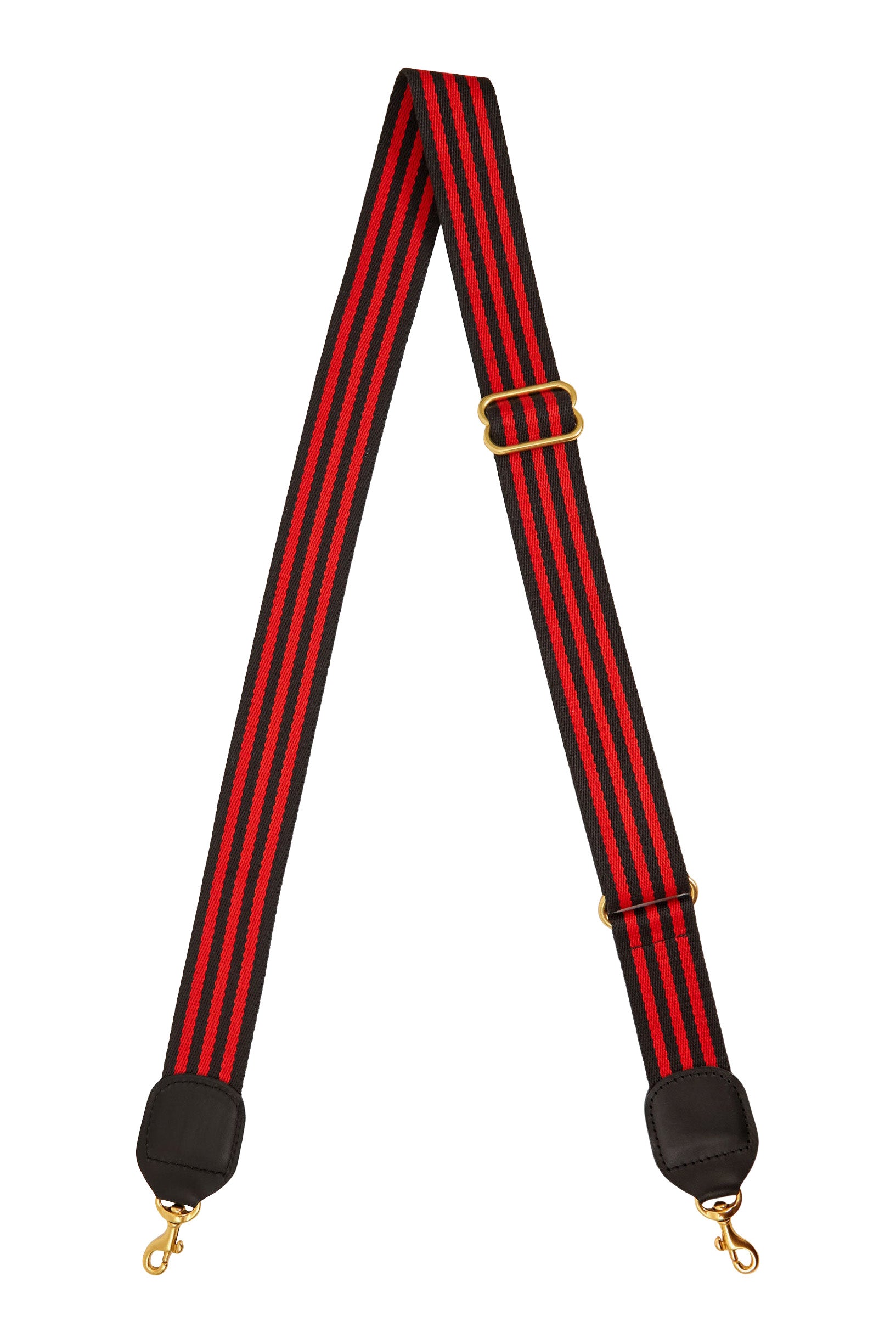 Clare V. Adjustable Crossbody Strap in Black Red Mini Stripe