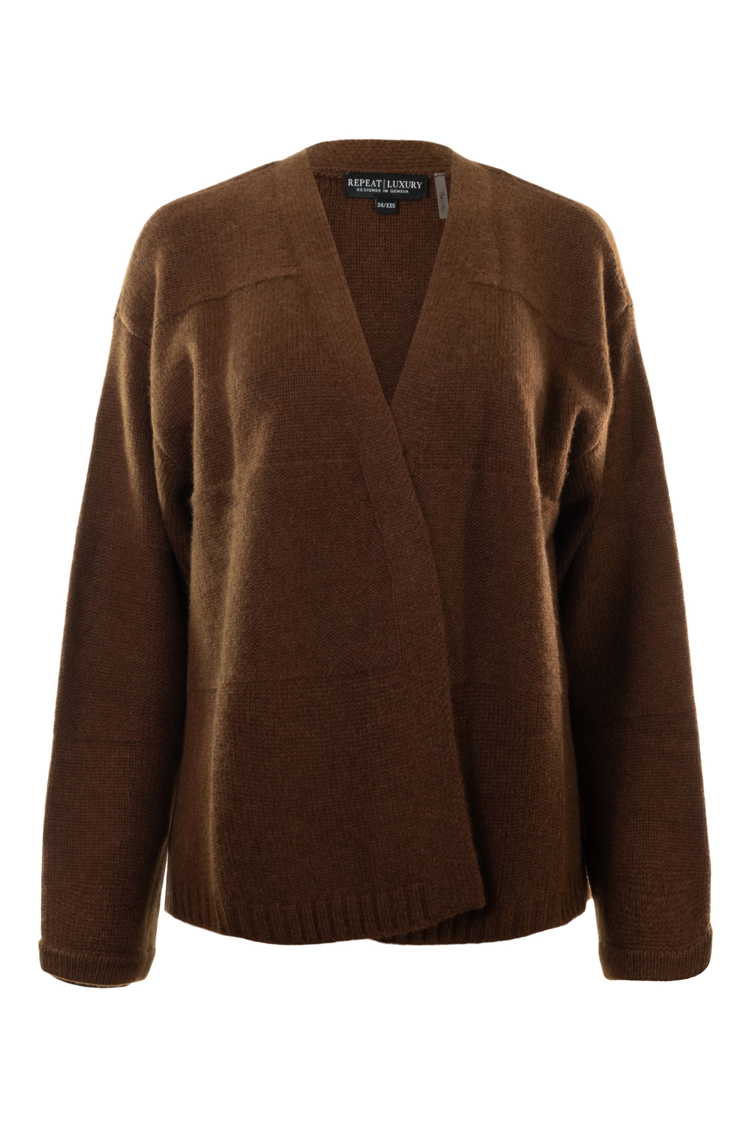 Repeat Cashmere Open Cardigan in Brown