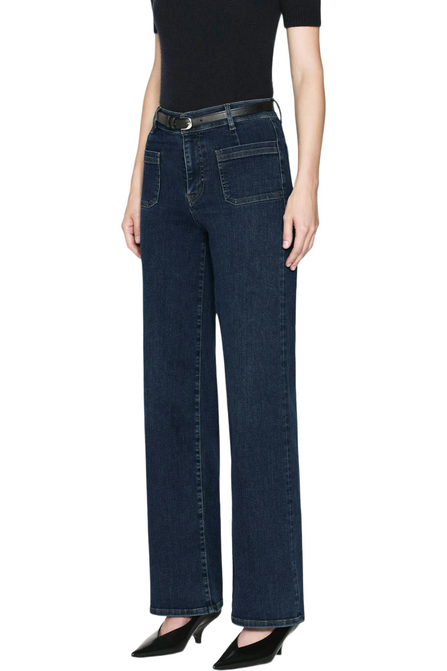 Frame Denim Le Slim Palazzo Bardot Pocket 
in Cursive