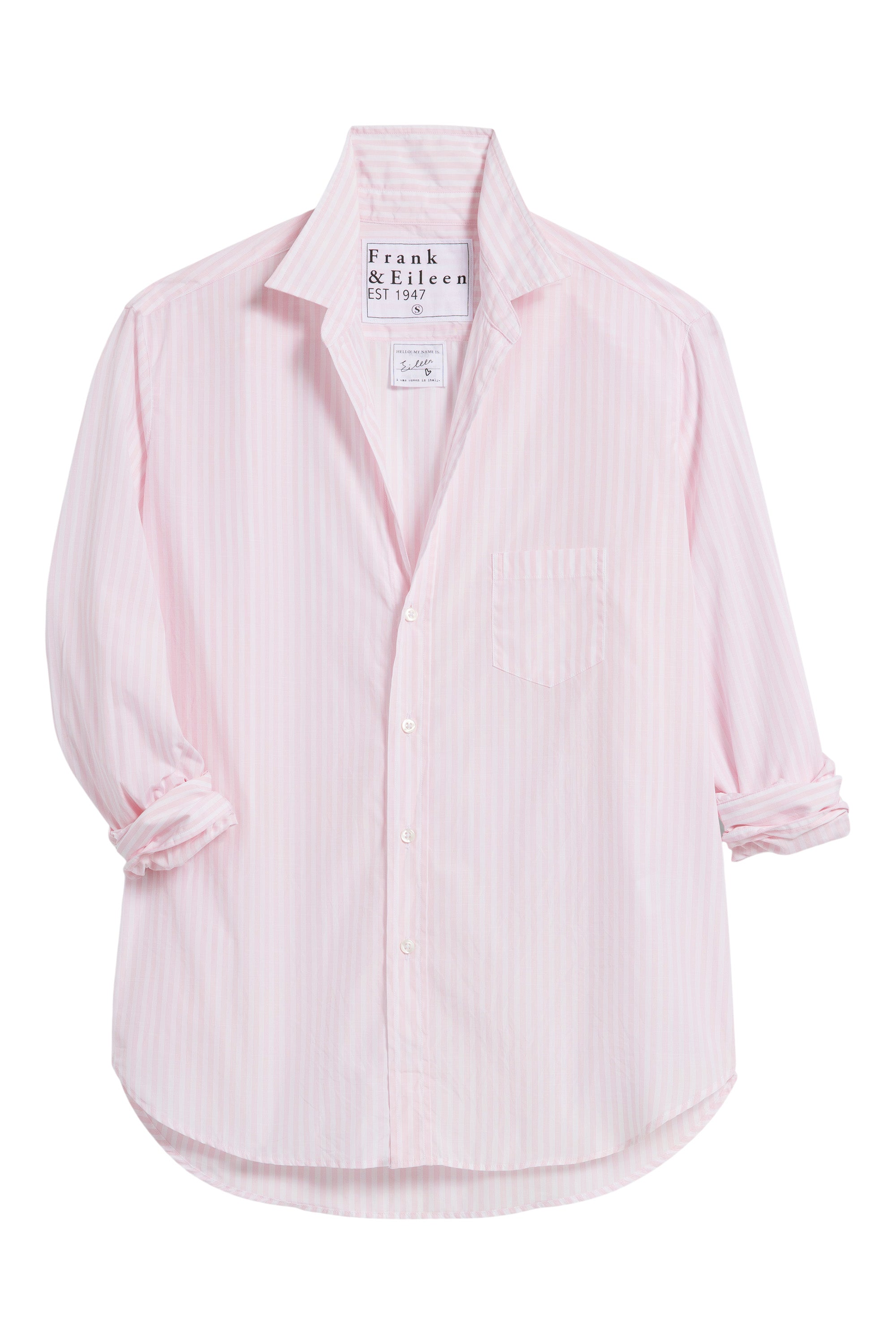 Frank & Eileen Eileen Relaxed Button-Up Shirt in White, Pink Stripe