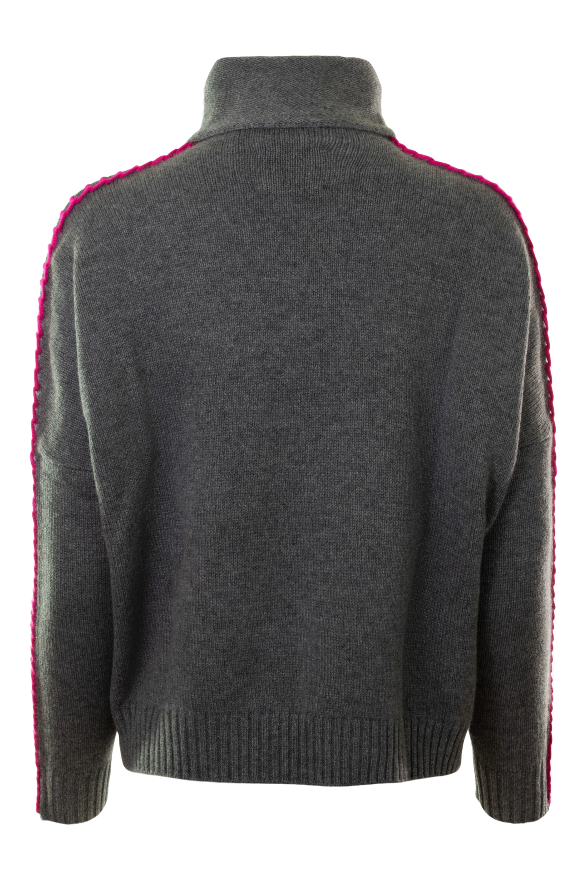 Kujten Thea Turtleneck Sweater with Whipstitch Detail in Flanelle