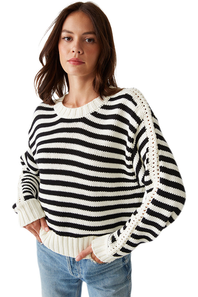 Michael Stars Merle Striped Sweater in Black