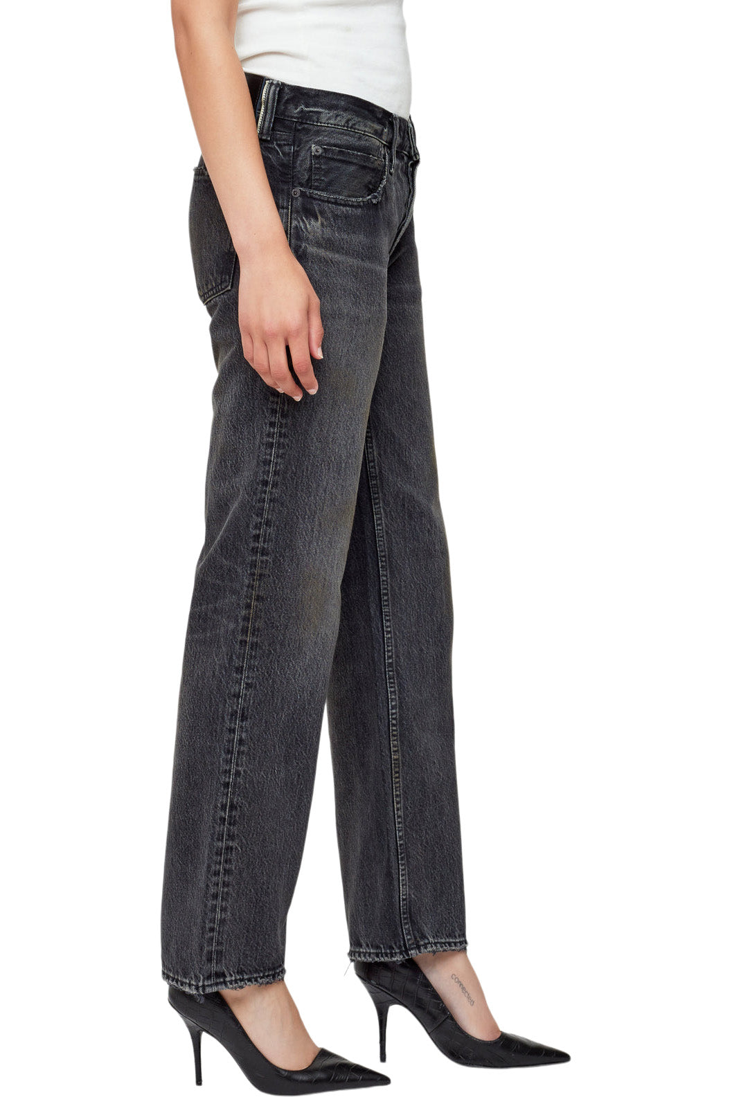 Moussy Denim Iona Straight Low Rise in Black