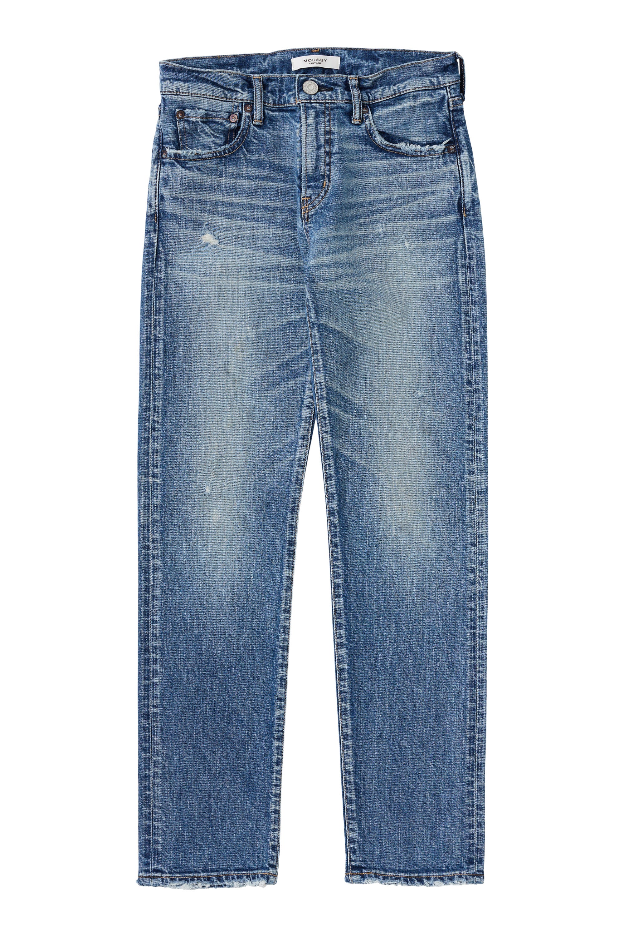 Moussy Denim Linden Slim Straight Jeans in Light Blue