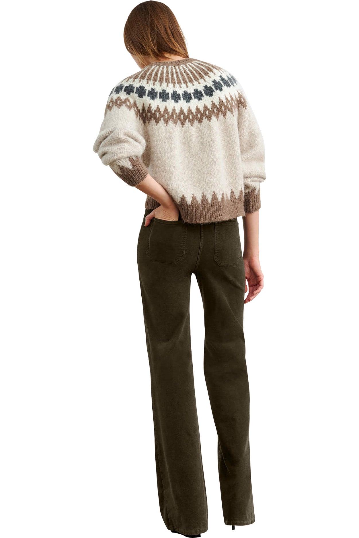 Nili Lotan Alena Sweater in Oatmeal Fairisle