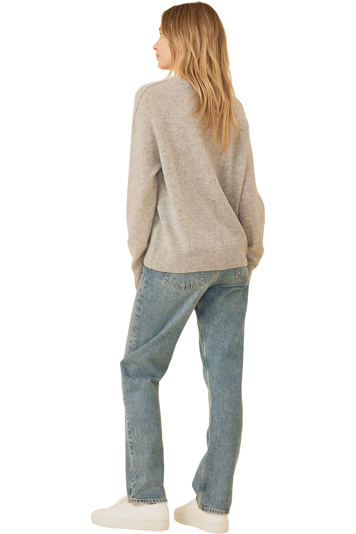 One Grey Day Sloane Cashmere Sweater in Heather Grey