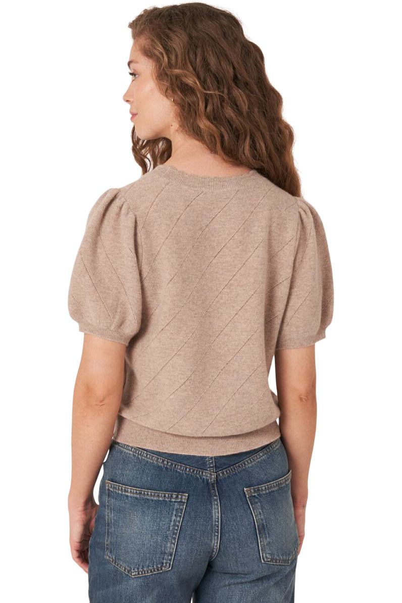 Repeat Cashmere Short Sleeve Pointelle Cashmere Sweater