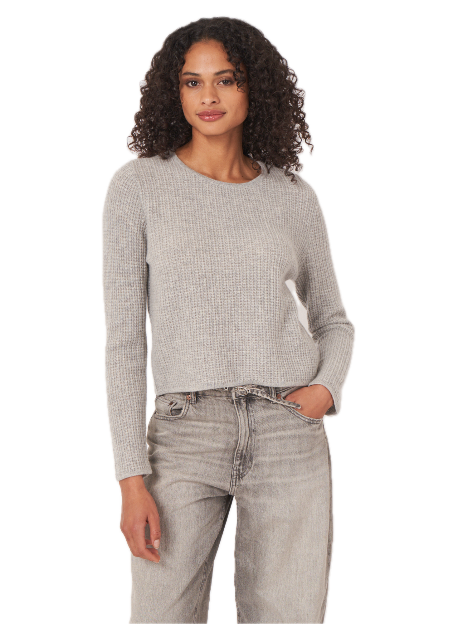 Repeat Cashmere Textured Sweater in Silver Grey