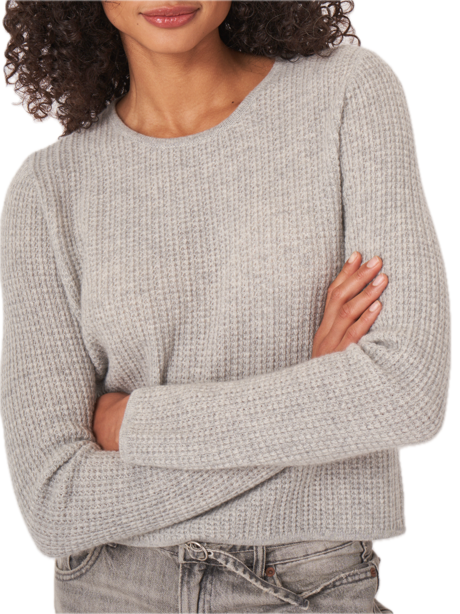 Repeat Cashmere Textured Sweater in Silver Grey