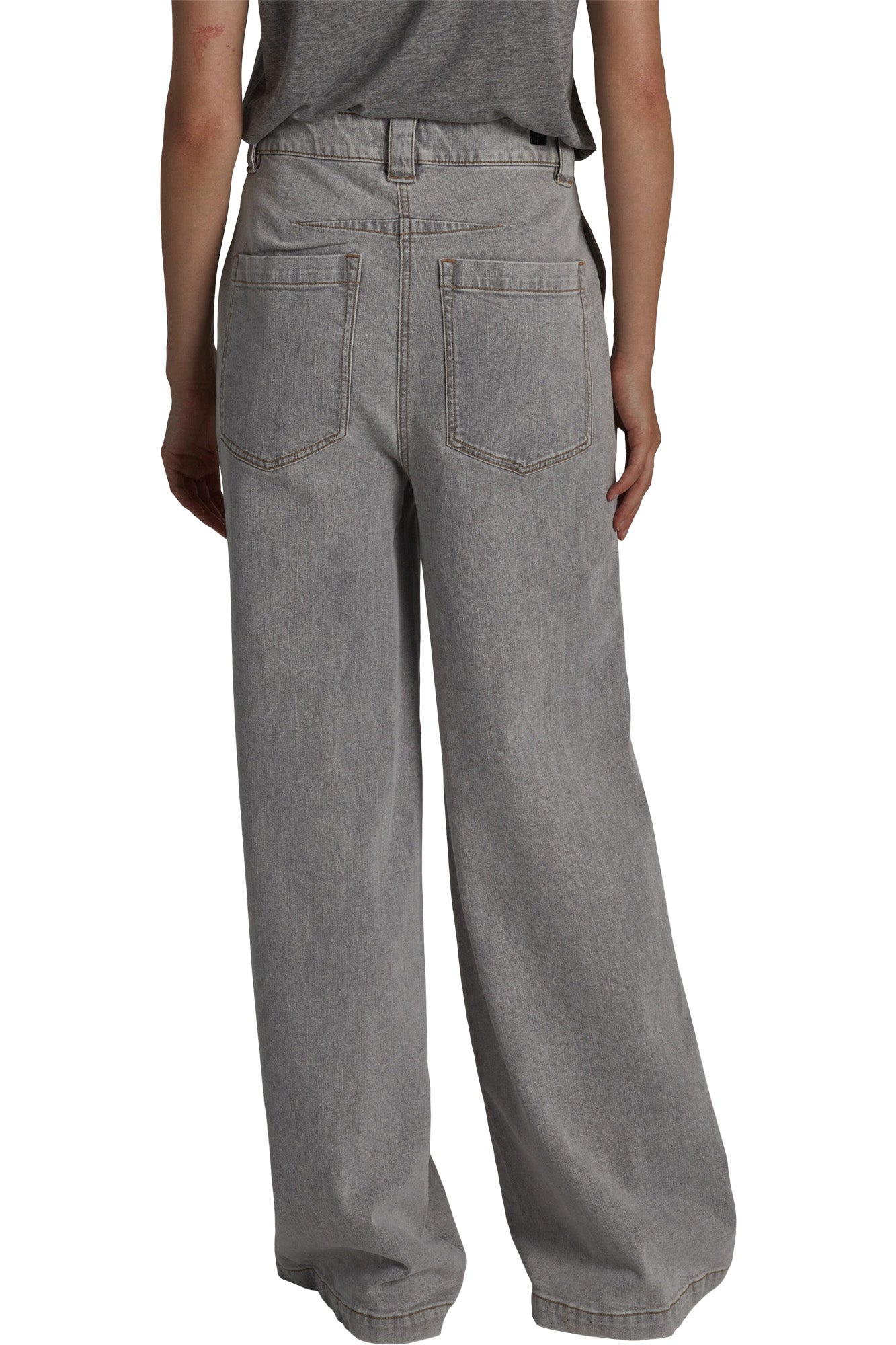 Saint Art Amber Wide-leg Denim Pant in Powder Grey