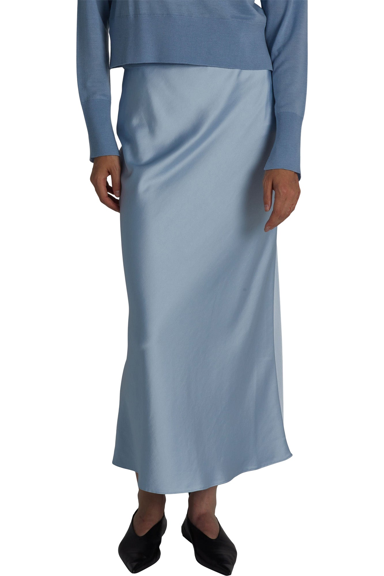 Saint Art Talia Charmeuse Maxi Skirt in Ice Blue