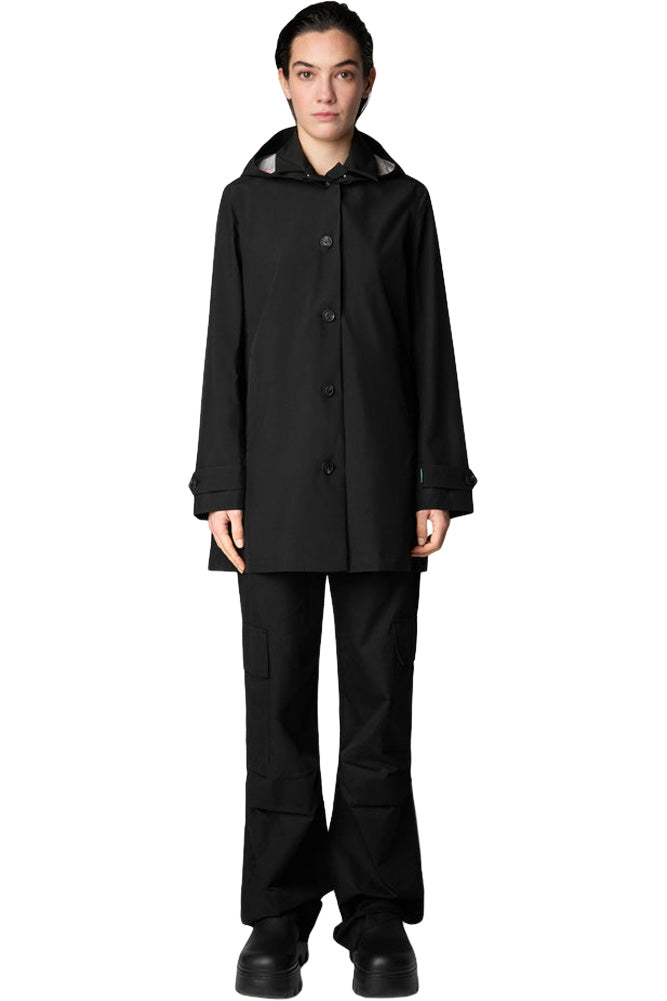 Save The Duck April Hooded Raincoat in Black